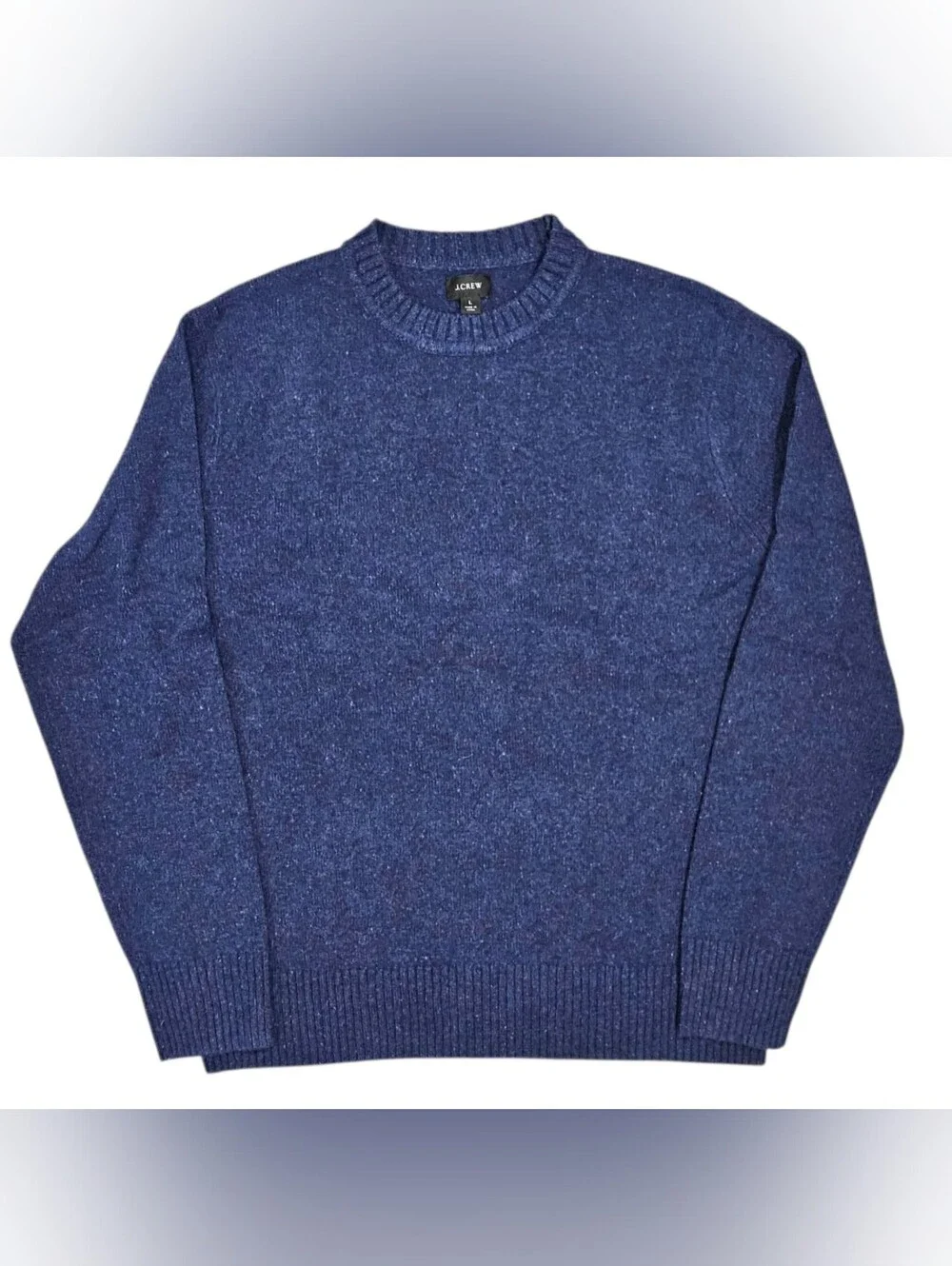 J. Crew Men's Speckled Navy Heather Washable Merino Crewneck Sweater Size L